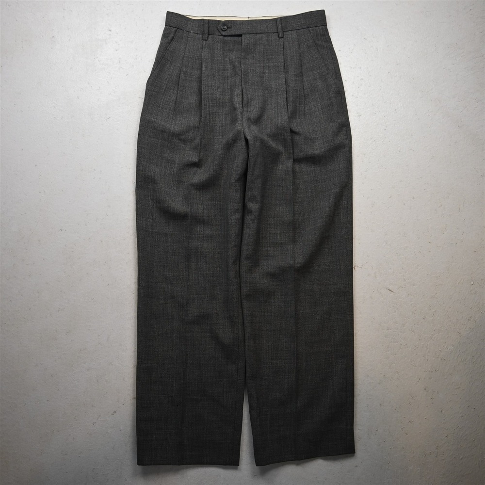 Vtg 28x28 Gray Glenn Check Wool Pleated High Waist Dress Mens Pants